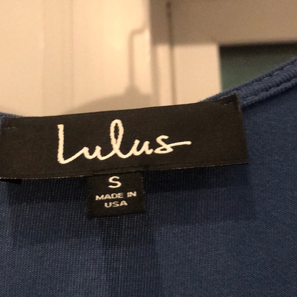 Lulus Blue maxi feaux wrap dress with waist tie - Picture 6 of 6